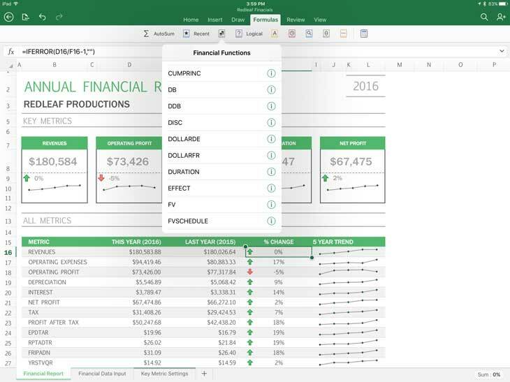 compare excel for ipad with excel for mac and excel for windows