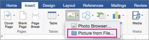 word for mac insert photo doesn